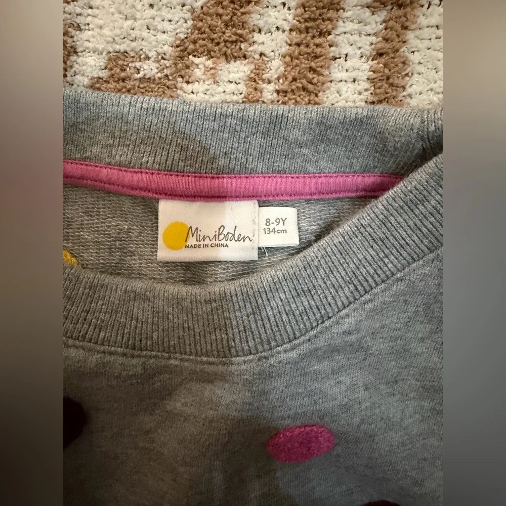 Mini Boden Gray Polka Dot Sweatshirt Dress Size 8-9 Girls - Picture 4 of 4